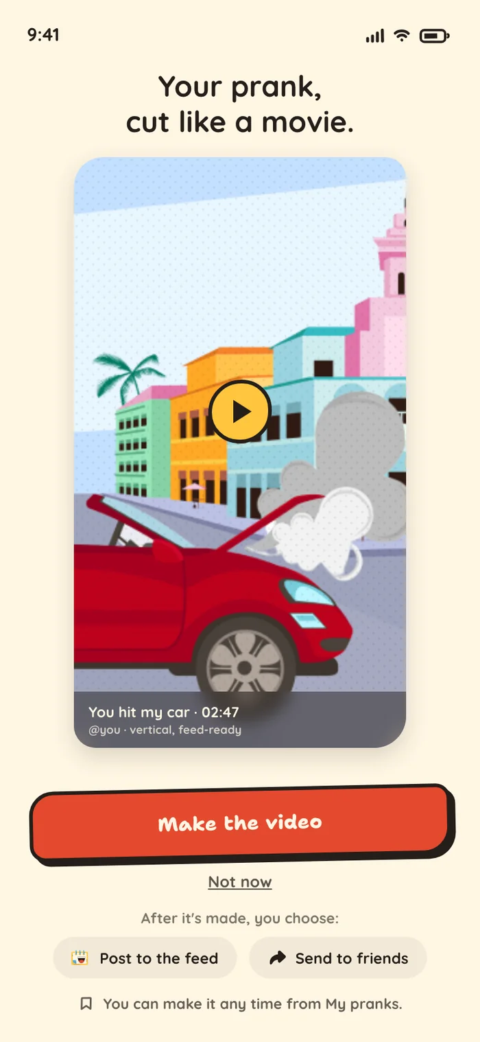 Your prank, cut like a movie — get an animated video of the prank call